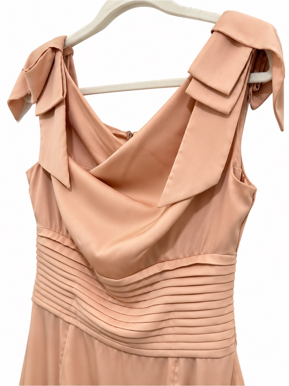 ANTONIO MELANI Peach Satin Bow-Shoulder Mini Dress